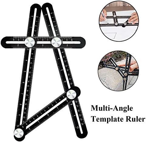 Multi-Angle Measuring Ruler, COSVE Aluminum Alloy Multi-Functional Ruler with Free Protective Pouch, Layout Tool Measurement for Handymen, Builders, Craftsmen, Carpenters, Roofers, Tilers, DIY-ers