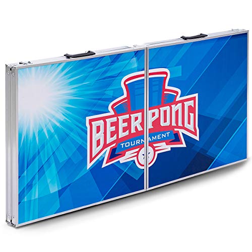 GYMAX Beer Pong Table, 8â€™ Folding Aluminum Game Party Table (Style A)