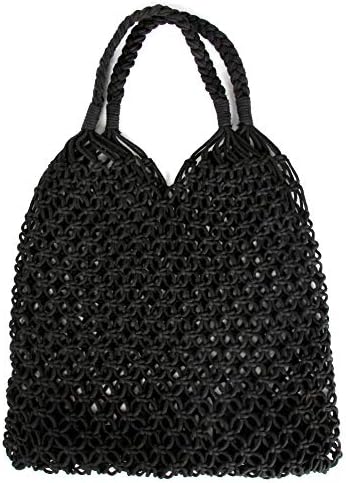 Women's Straw Handbags Large Summer Beach Tote Woven Round Handle Shoulder Bag Mesh Beach Bag for Women