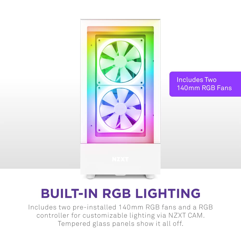 Nzxt H5 Elite Gaming Case Front Tempered Glass Panel With Rgb Lighting