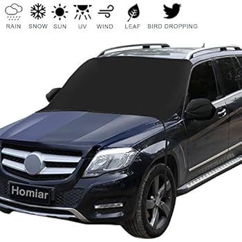 Windshield Snow Cover,Extra Large Magnetic Windscreen Ice Cover,Sun Shade Protector with Rearview Mirror Covers & Hook Design Fits Most Cars,Trucks,Vans and SUVs