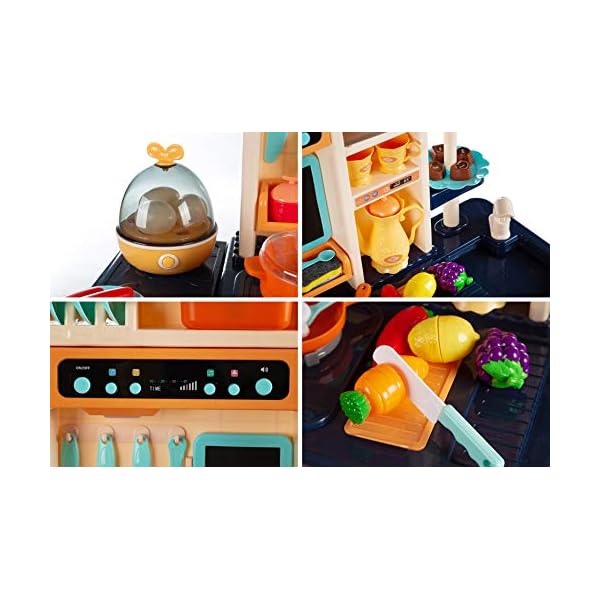 Kinderplay Kinderküche Spielküche Spielzeugküche Küchenset - Licht, Wasser, Dampf, Ton, 65 Küchenzubehör, Die Höhe… – Bild 7