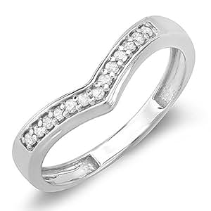 Amazon.com: 0.15 Carat ctw 14K White Gold Round Real Diamond Wedding Stackable Band 