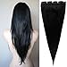 100% Remy Clip in Human Hair Extensions #1B Natural Black Natural Hair 16-22 inch Grade AAAAA 3/4 Full Head 1 piece 5 clips Long Smooth Silky Straight for Women Fashion 22