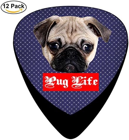 STREMUSIC Pug Life Design Celluloid Electric Guitar Picks 12-pack Plectrums For Bass Music Tool