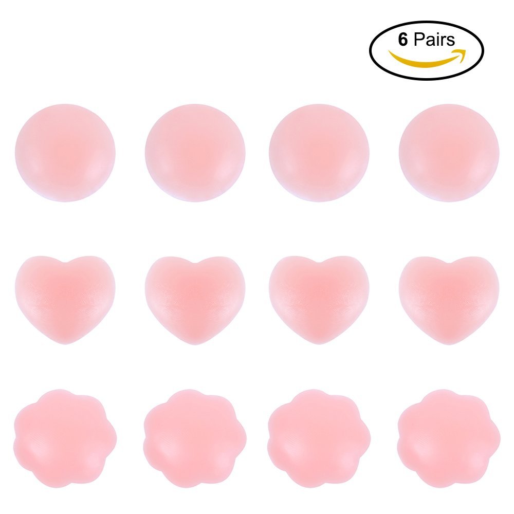URSMART Pasties Womens Reusable Silicone Nipple Covers adhesive silicone pasties (6 set color)