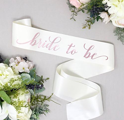 Bachelorette Sash - Ivory Satin - Metallic Rose Gold "Bride To Be"