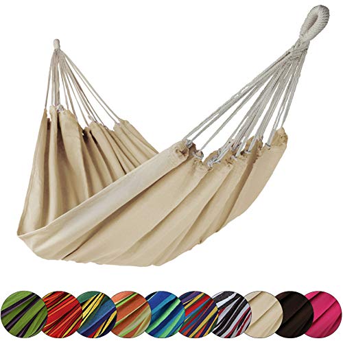 BB Sport Tuch Hängematte 200 x 140 cm max. Belastbarkeit 200 kg Tragetasche 1-2 Personen Camping Garten Balkon Terasse Wetterfest, Farbe:Beach