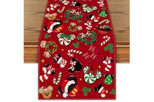 YARCOOLY Christmas Table Runner Christmas Cartoon Mouse Table Cover New Year Winter Xmas Decor Red Christmas Decorations for Home Party
