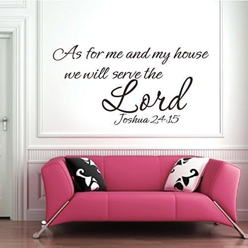 Bible Verse Wall Decal Quotes "As For Me And my house we will serve the Lord JOSHUA 24:15" Vinyl Wall Stickers Living Room Lettering Mural by Hiweike