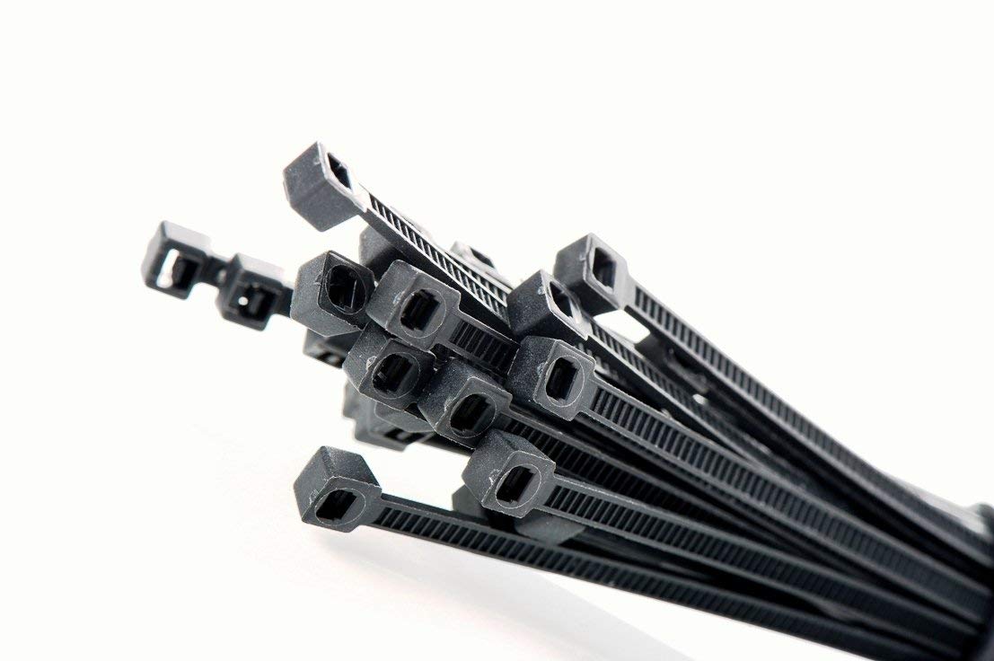 All Trade Direct 200 X Black Cable Ties 200Mm X 4.8Mm Zip Tie Wraps Bases Stocked