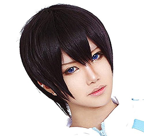 New Free! Nanase Haruka Black cos Fashion Cosplay Anime Party Wig 30CM