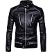 Mens Vintage Stand Collar Quality Aviator Moto Jackets for Men Black Coats US Size XS