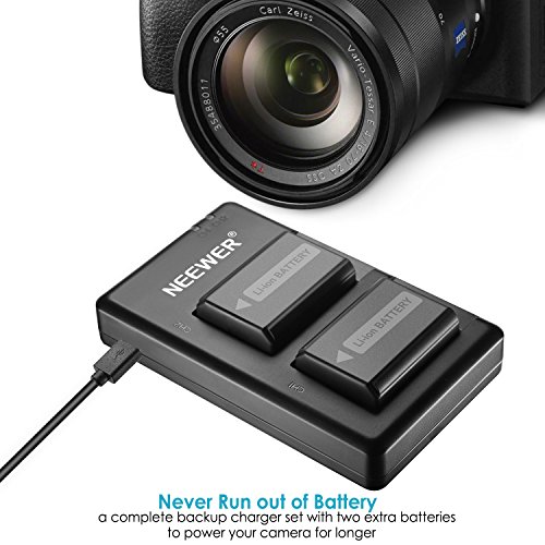 Neewer NPFW50 Camera Battery Charger Set for Sony A7,A7SII,A7R,A7RII,A6000,A6500,A6300,A55