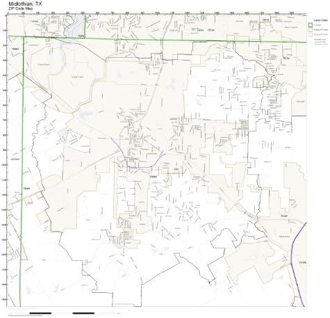 Midlothian Tx Zip Code Map Amazon.com: ZIP Code Wall Map of Midlothian, TX ZIP Code Map 
