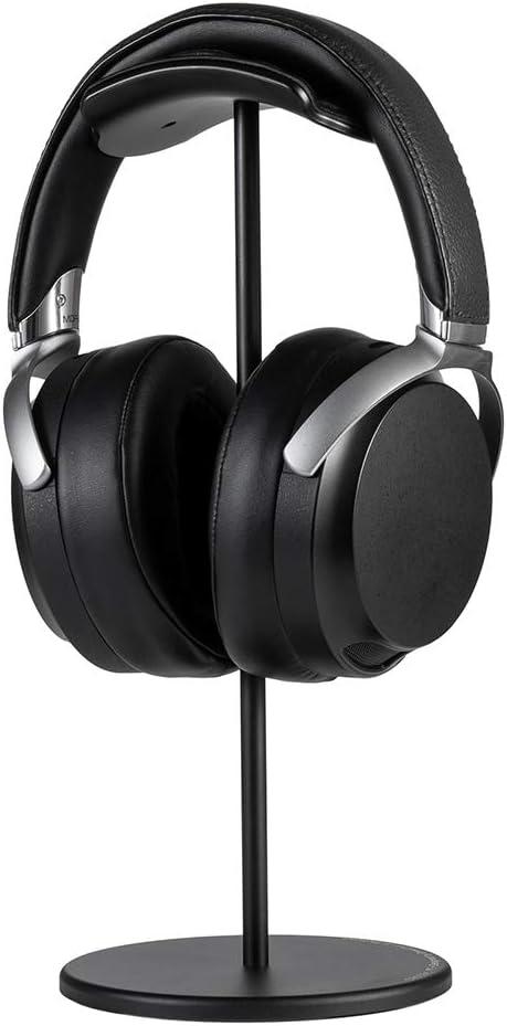 HiveNets Headphone Stand Aviation Aluminum Sturdy Portable Universal Gaming Headset Holder with PU Leather Cushion (Black)
