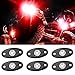 SUNPIE Red LED Rock Lights - 6 Pods IP67 Waterproof Underglow Wheel Well Fender Light for Off Road Trucks, Sedans, Car, ATV, UTV, SUV, Golf Cart, Motorcycles