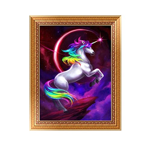 Freeas 5D DIY Diamond Painting Rhinestone Pictures Of Crystals Embroidery Kits Home Wall Decoration Craft Figure Theme (Unicorn)