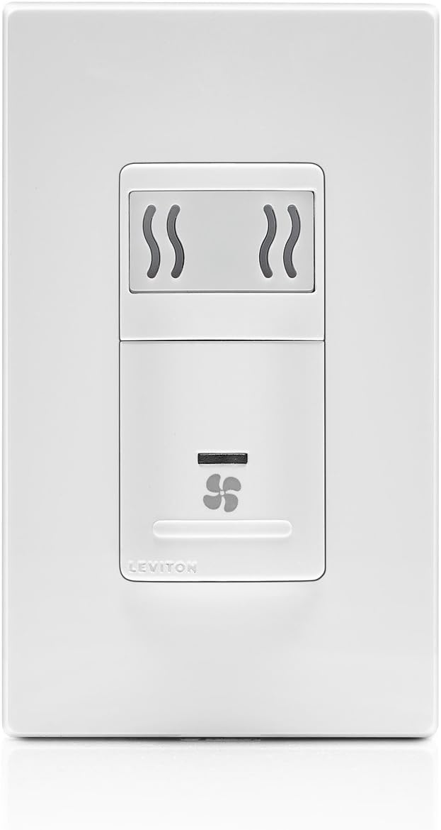 Leviton IPHS5-1LW Decora In-Wall Humidity Sensor & Fan Control, 3A, Single Pole, White - - 