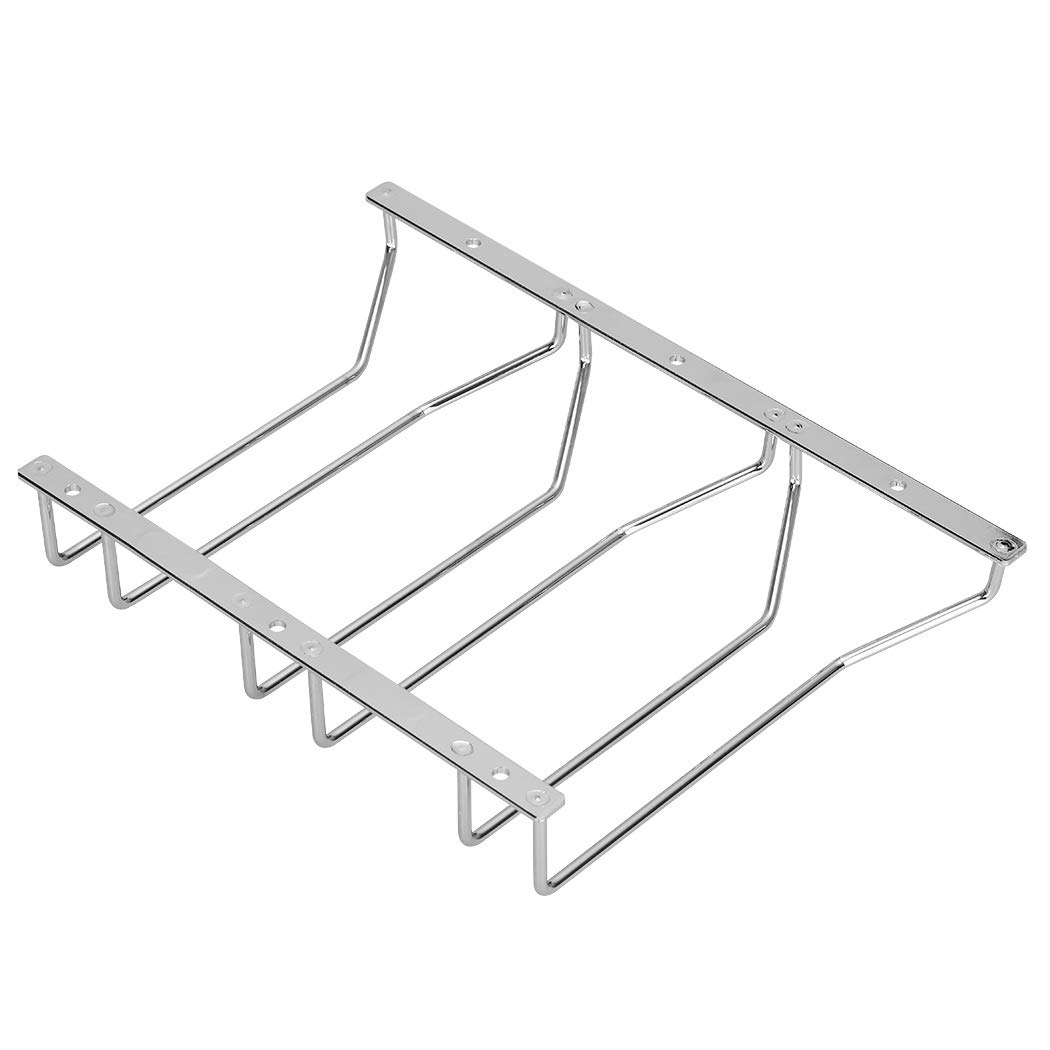 Dianoo Wine Glass Holder Stemware Rack Wine Glass Rack with Screws Chrome-Plated 22 cm 3 Rows Silver