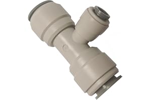 YZMSZ Acetal Copolymer 1/2" x 1/4" Tube OD Tube Fitting,Reducing Union Tee Connector, Push to connect for RO water filter system parts (pack of 5)