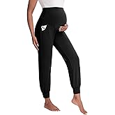 Happy.angel Women's Maternity Pants with Pockets, Loose Joggers Sweatpants for Workout Soft Lounge Pregnancy Clothes