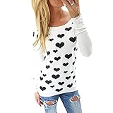 Creazy® Womens Heart Printing Zipper Round Neck Shirt Blouse Tops T Shirt