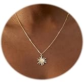 Tasiso Gold Sun Necklace Dainty Sunshine Necklace Minimalist Sun Pendant Necklace 14k Gold Plated Cute Sun Flower Necklace Everyday Jewelry for Women