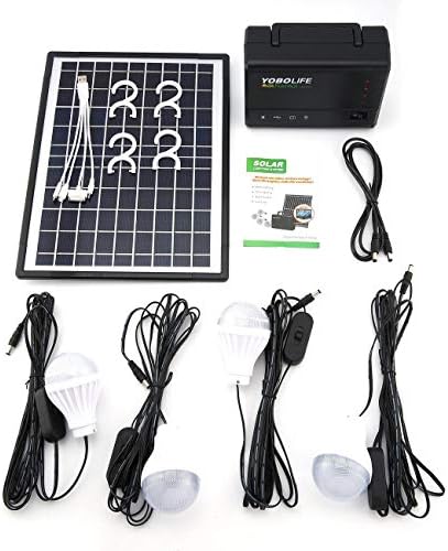 Solar Panel Power Storage Generator with LED Light Bulb USB Charger Portable Handheld Generator Power Box Home System Kit