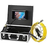 Pipe Inspection Video Camera, Lixada 20M / 30M IP68 Waterproof Drain Pipe Sewer Inspection Camera with 7" LCD Monitor 12 LEDs Night Vision Industrial Endoscope Borescope Inspection System Snake Camera