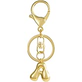 Gold Bubble Initial Keychain for Women - Personalized Alphabet Letter Handbag Charm