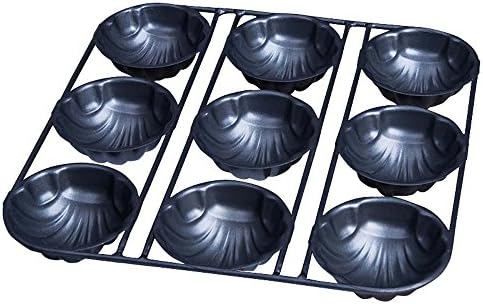 BESICA Baking Pan 9-cavity Sea Shell Shape Cupcake Dessert Rack (Black)