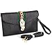 Designer Evening Envelope Clutch Bags Wristlet Purse Cross Body Bag with Chain (Black)