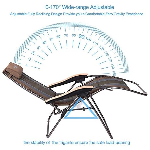 Timber Ridge Zero Gravity Chair Oversized Recliner Padded Folding Patio Lounge Chair 350lbs