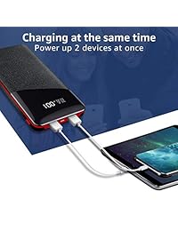 Cargador portátil Todamay de alta capacidad con pantalla digital LCD, 2 salidas USB, batería externa para todos los teléfonos inteligentes, tabletas, dispositivos Bluetooth y otros