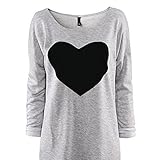 Women Casual Long Sleeve Heart Shape T-shirt Autumn Winter Tee Tops Plus Size