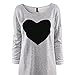 Women Casual Long Sleeve Heart Shape T-shirt Autumn Winter Tee Tops Plus Size