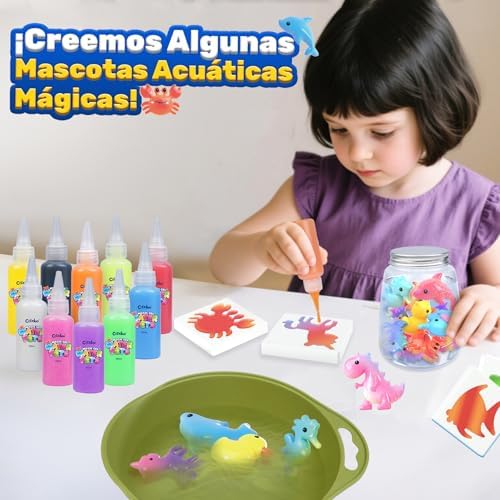 Conjunto Aqua Gelz, Brinquedo de Gel Mágico de Água DIY, Conjunto de Gel Mágico com 10 Cores e 8 Moles, Artesanato Criativo para Crianças, Brinquedos Jogos Kit de Pintura Presente para Rapazes e Raparigas 3 4 5 6 Anos