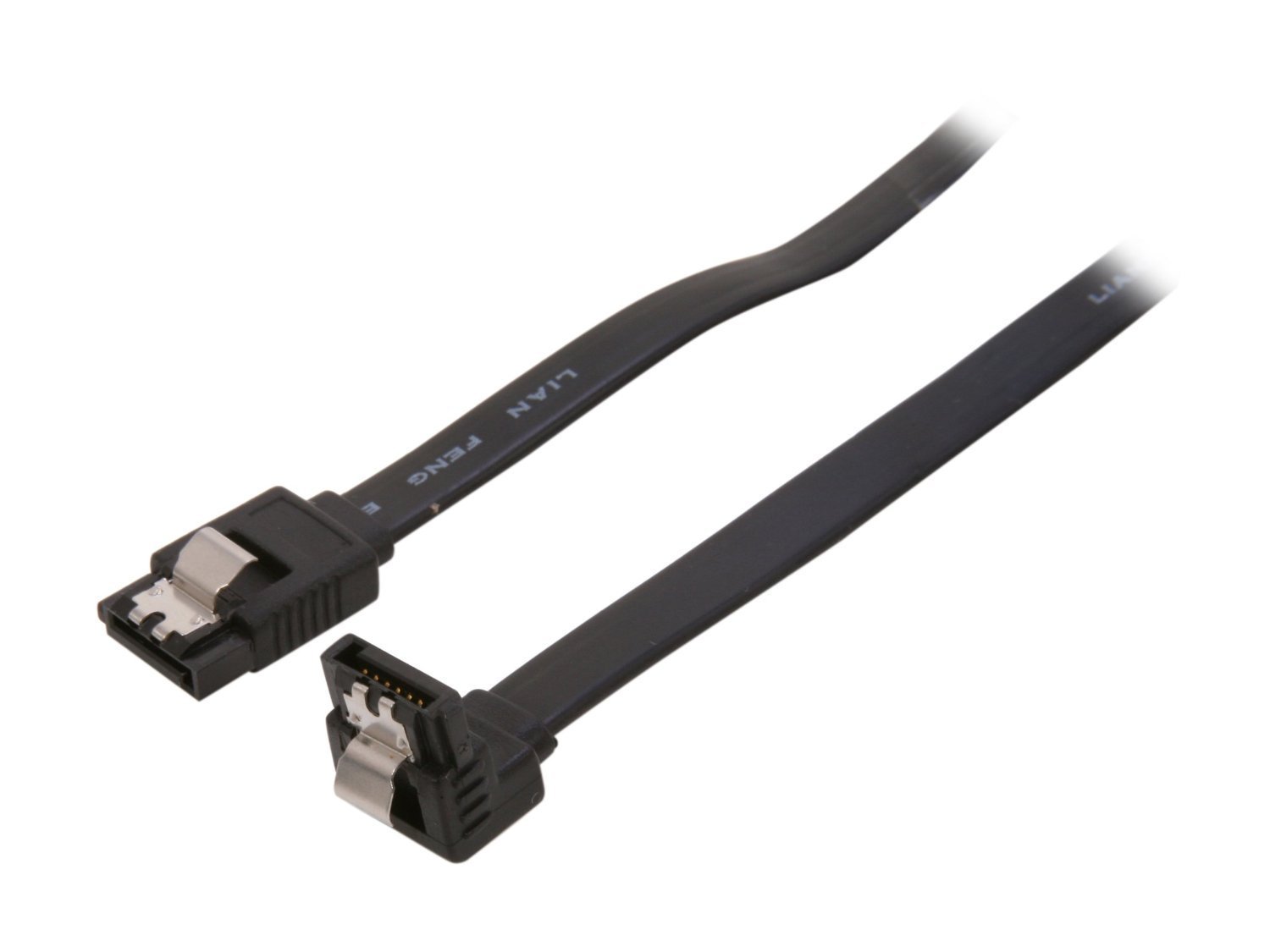 Bipra SATA III (SATA 3) cable black with Locking Latch straight to Right Angle 90 Degree | compatible up to S-ATA/600 | Serial ATA | 1,5GBs/3GBs/6GBs (backward compatible) |S-ATA Cable l Compatible with Sata I and Sata II (45cm) (5pack_SataCable_90degree_Black45cm)