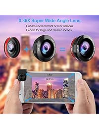 CLEECLI   Kit de lentes para cámara de teléfono, lente zoom para iPhone 5 en 1, lente telephoto 15X + gran angular + ojo de pez + macro (2 lentes) compatible con iPhone Samsung Android Smartphones