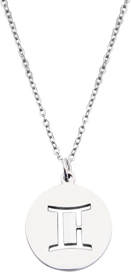 KUIYAI Zodiac Signs Cut Out Stainless Steel Disc Necklace