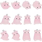 SUNNYCLUE 1 Box 48Pcs 6 Styles Mini Pig Charms Luminous Charms Cute Animals Pink Resin Glow in the Dark Charm for Jewelry Making Charms Supplies DIY Crafting Necklace Bracelet Earring Beginners Adults