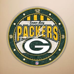 NFL Green Bay Packers Art-Glass Wall Clock 51FJg3UO2iL