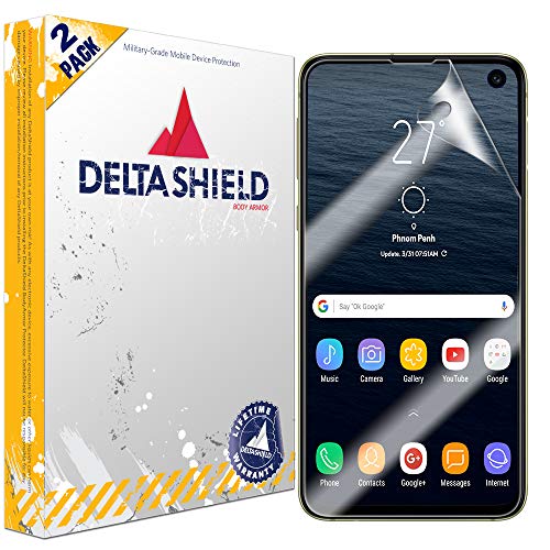 DeltaShield Screen Protector for Samsung Galaxy S10e (5.8 inch)(2-Pack)(Case Compatible Design) BodyArmor Anti-Bubble Military-Grade Clear TPU Film