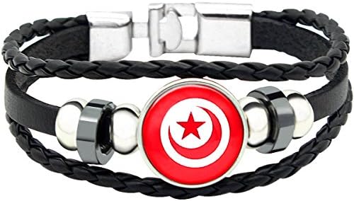 YouMiYa 2018 World Cup Adjustable Faux Leather Cuff Bracelet National Flag Punk Jewelry (Tunisia)