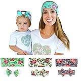 PGXT Parent Child Bow Floral Soft Turban Headband Head Wrap Knotted Hair Band 3-Piece Floral