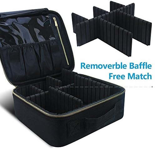 SHPMAS Makeup Train Cases Professional Travel Makeup Bag Cosmetic Cases Organizer Portable Storage Bag for Cosmetics Makeup Brushes Toiletry Travel Accessories