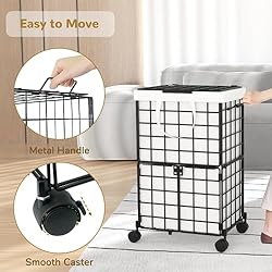 cutefafa Wire Laundry Hamper on Wheels with