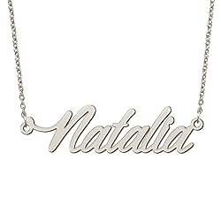 BYBWBL Natalia Name Pendant Necklace Silver Color