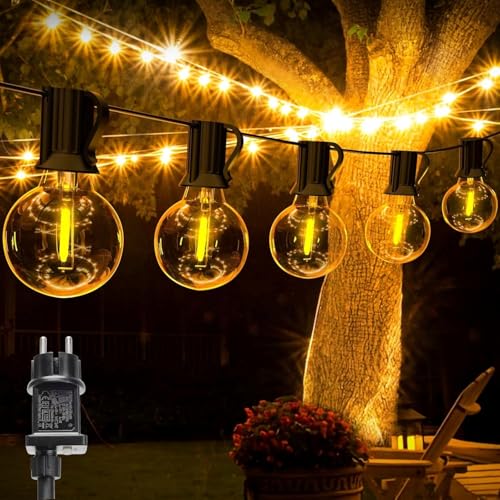 Outdoor Garden Lights, 10M/33FT G40 IP44 Waterproof Outdoor Light Chain, Adjustable Light 11 LED Outdoor Bulbs Warm Wire, Outdoor Garden Lamps for Terrace, Gazebo